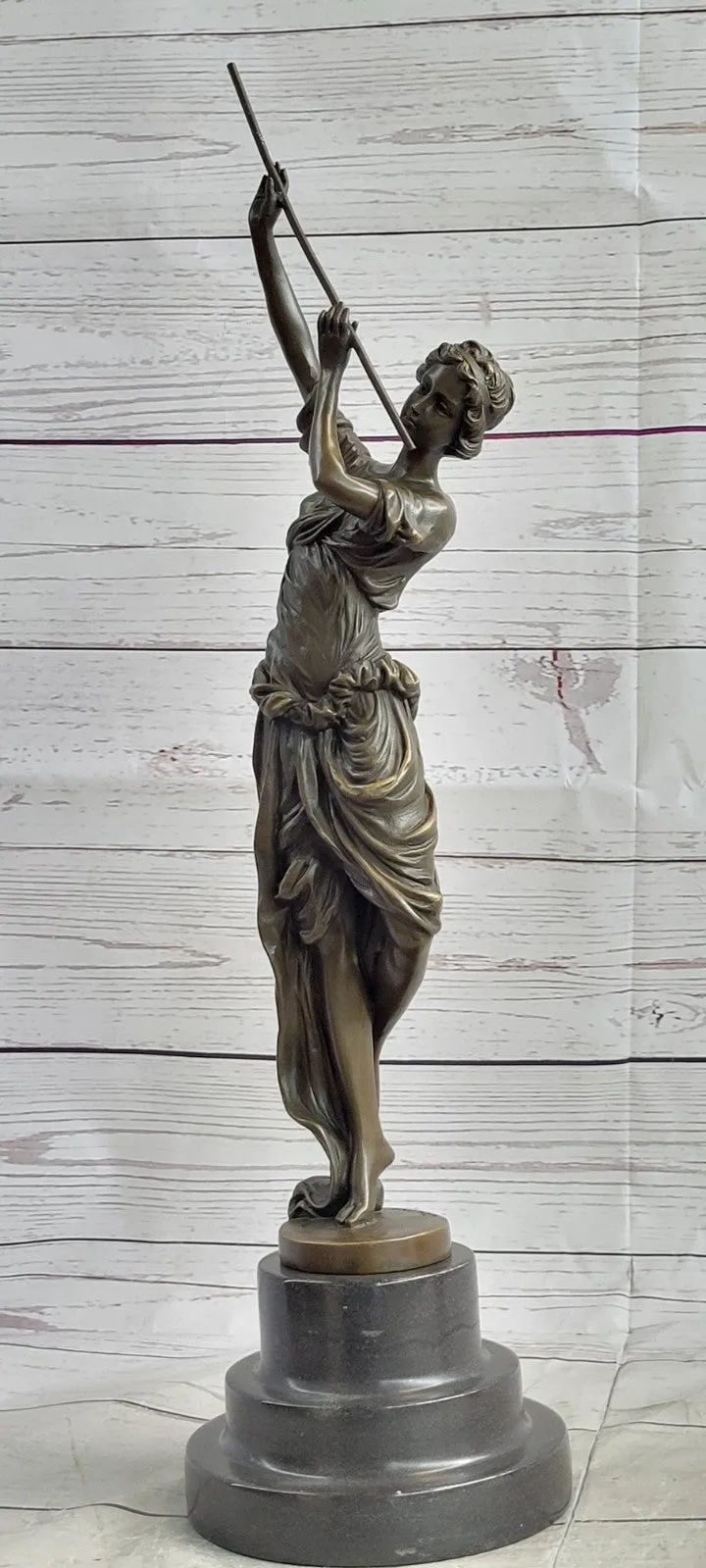 Handcrafted Museum Quality Classic Artwork Flue Player Bronze Sculpture Decor