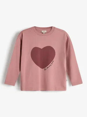 Heart Long Sleeve T-shirt - Kids - Dusty Rose