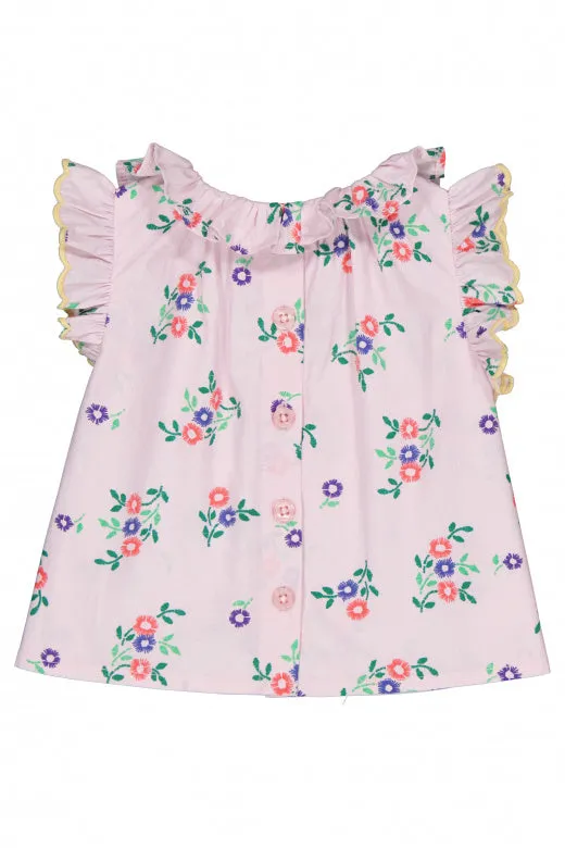 Hello Simone Girls' Ruffled Floral Top