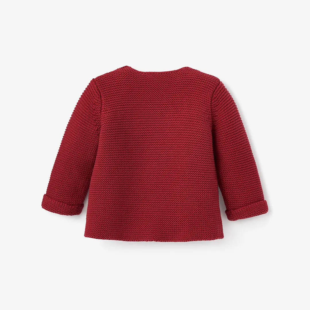 Holiday Red Sofia   Finn Knit Baby Cardigan