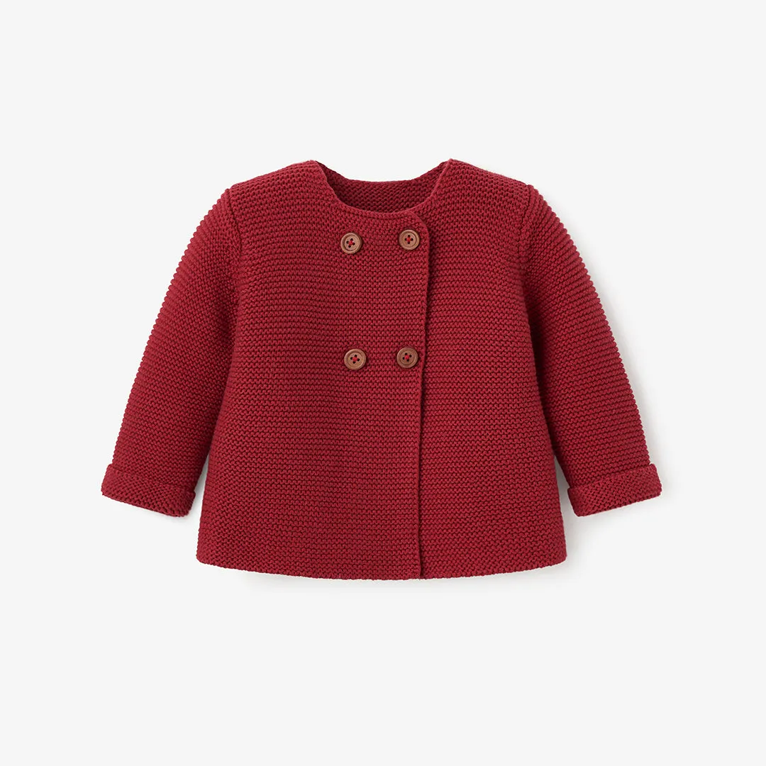 Holiday Red Sofia   Finn Knit Baby Cardigan