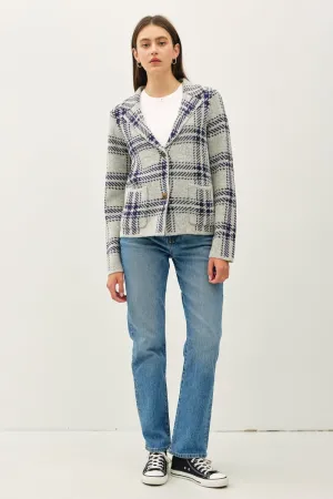 Hot Girl Be Cool Plaid Sweater Shacket In Grey