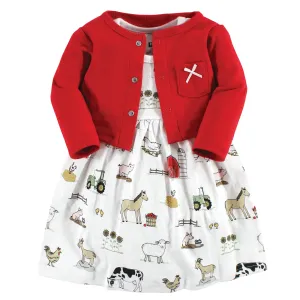 Hudson Baby Cotton Dress and Cardigan Set, Farm