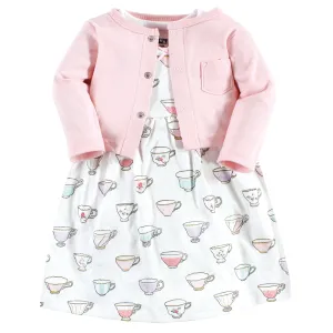 Hudson Baby Cotton Dress and Cardigan Set, Tea Party