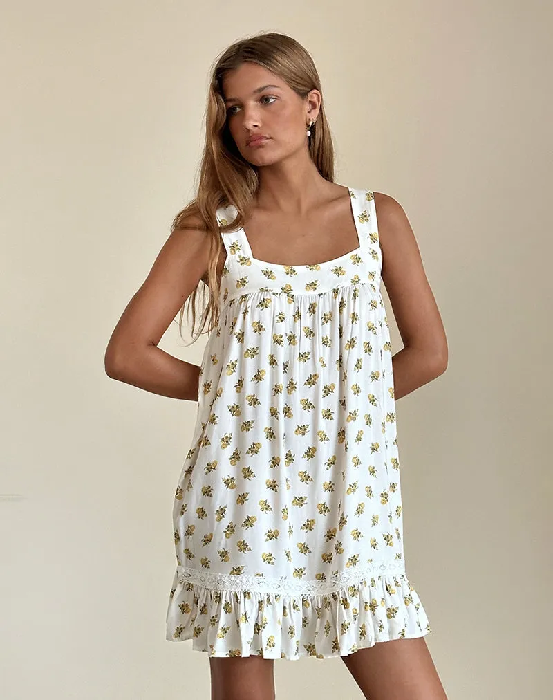 Karina Dress in Funshine Floral Off White