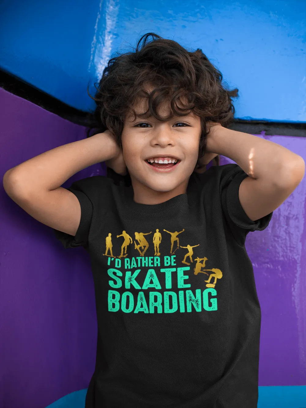 **Kids Trendy Tee** I'd Rather Be Skate Boarding - Skaters Favorite Tee