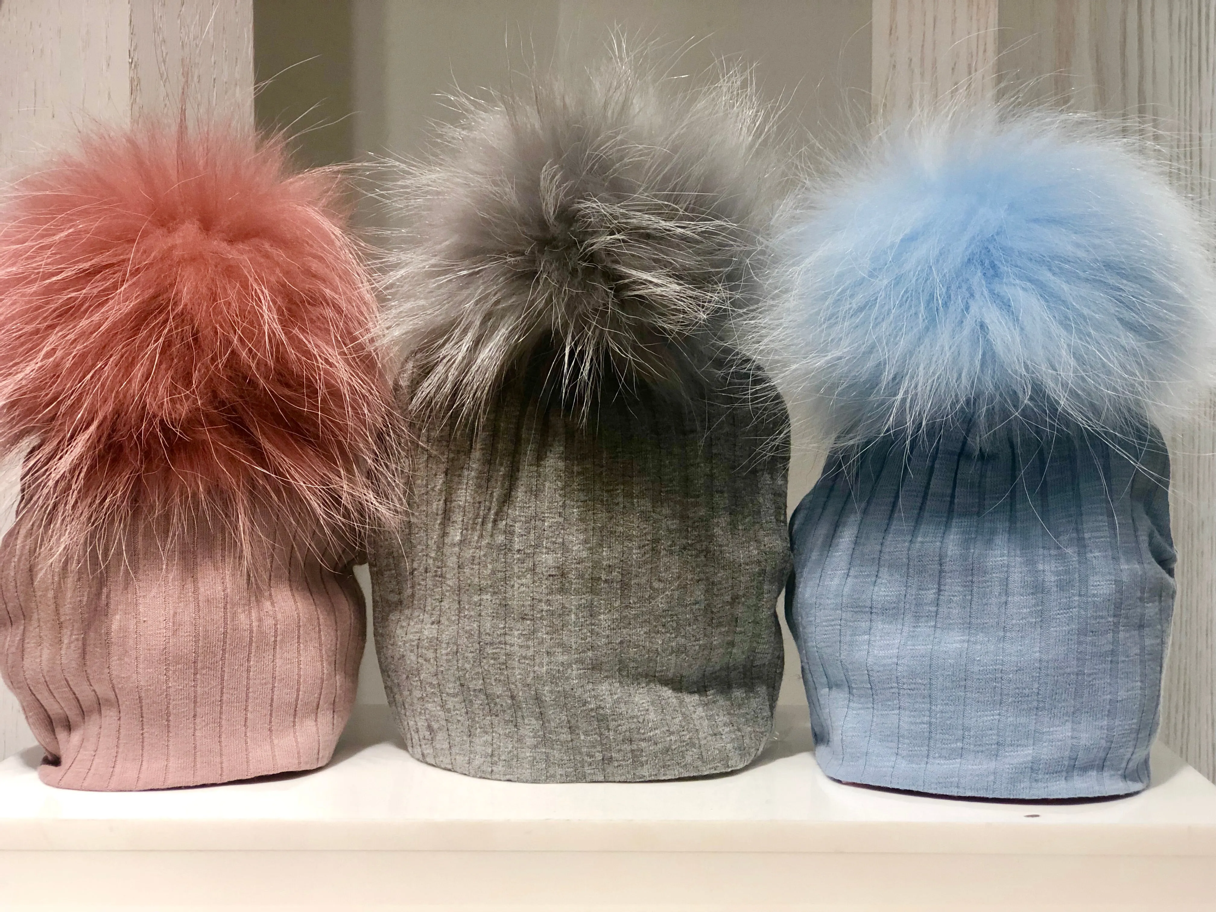 Maniere Ribbed Baby Beanie with Pom