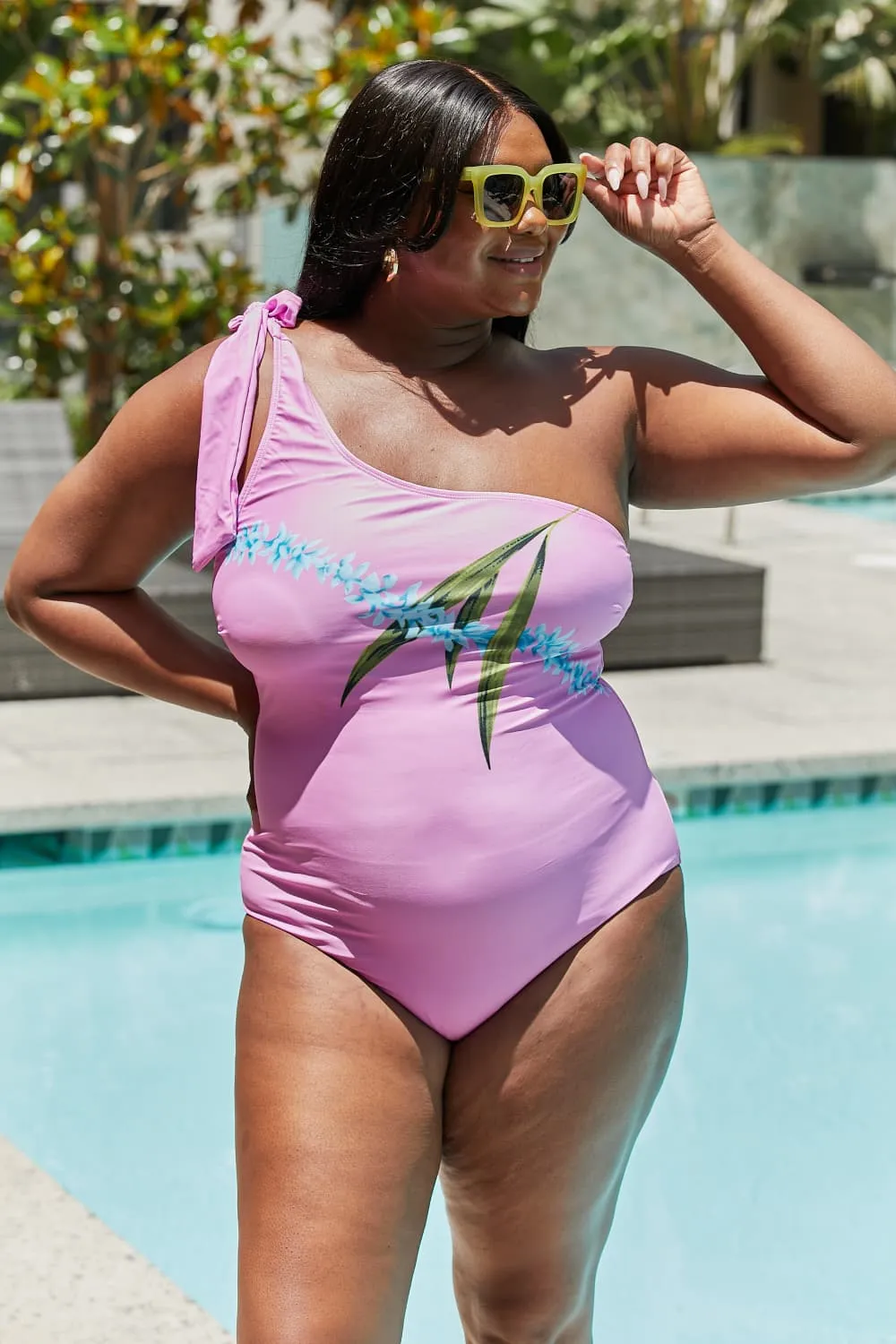 Marina West Swim Vacay Mode Mommy & Me One Shoulder Swimsuit in Pink