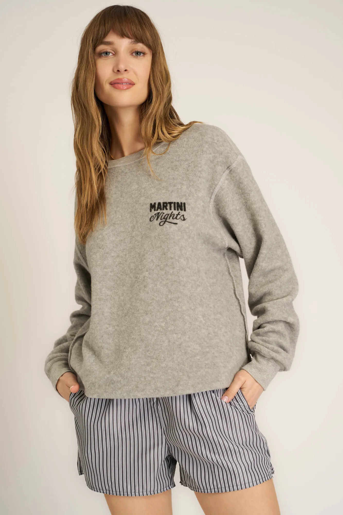 Matcha/Martini Reversible Sweatshirt - Heather Grey