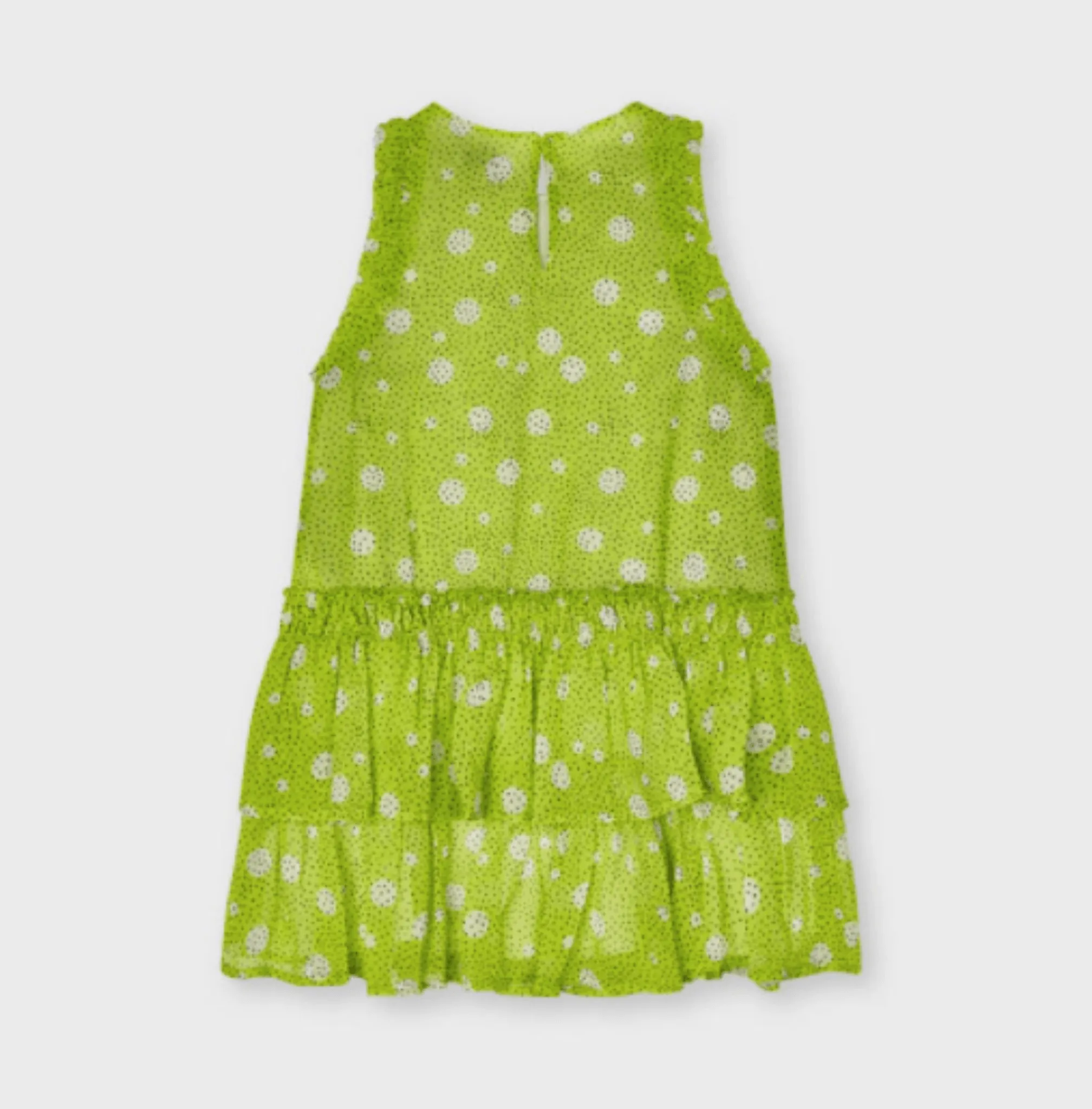 Mayoral Girls Pistachio Chiffon Polka Dot Frill Dress