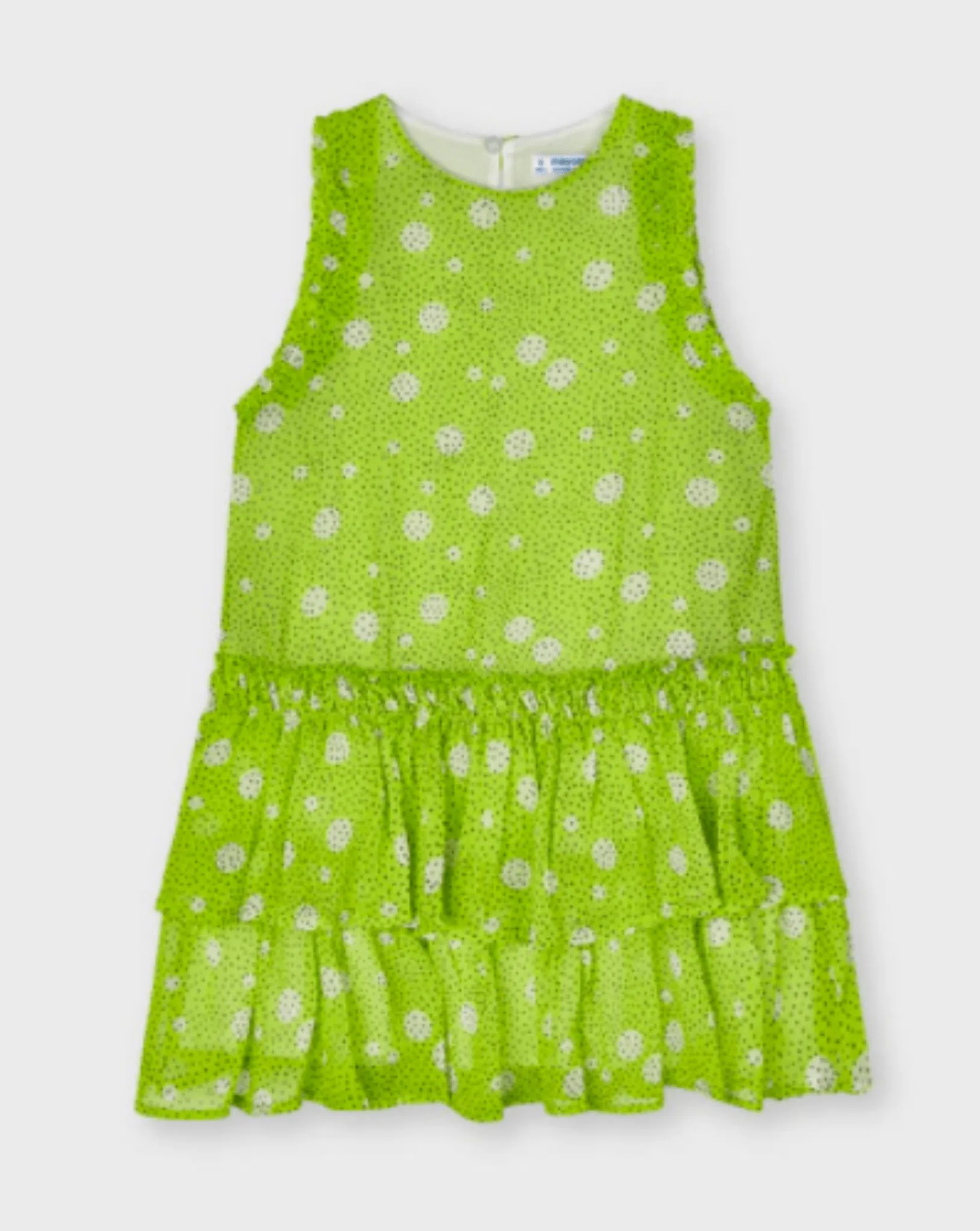 Mayoral Girls Pistachio Chiffon Polka Dot Frill Dress