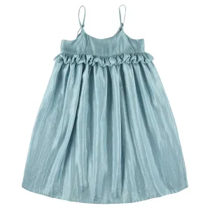 Mini Ruffle Glaze Midi Dress - Sky Blue