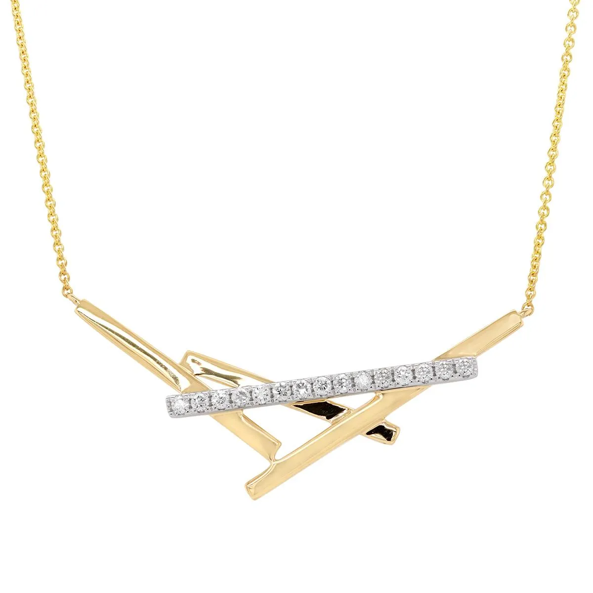 MODERN YELLOW GOLD DIAMOND NECKLACE, .22 CT TW