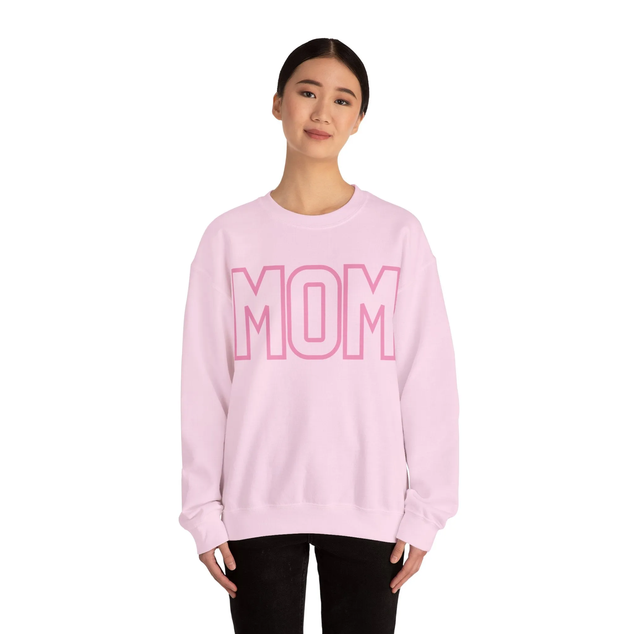 MOM Pink on Pink Oversized Pullover Crewneck Sweatshirt, Girl Mom, Mama, Mother's Day Gift, Baby Shower Gifts, For Mom