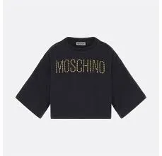 Moschino cropped tee with heart studs