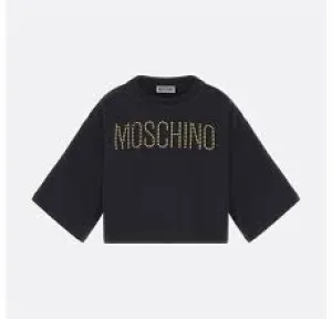 Moschino cropped tee with heart studs