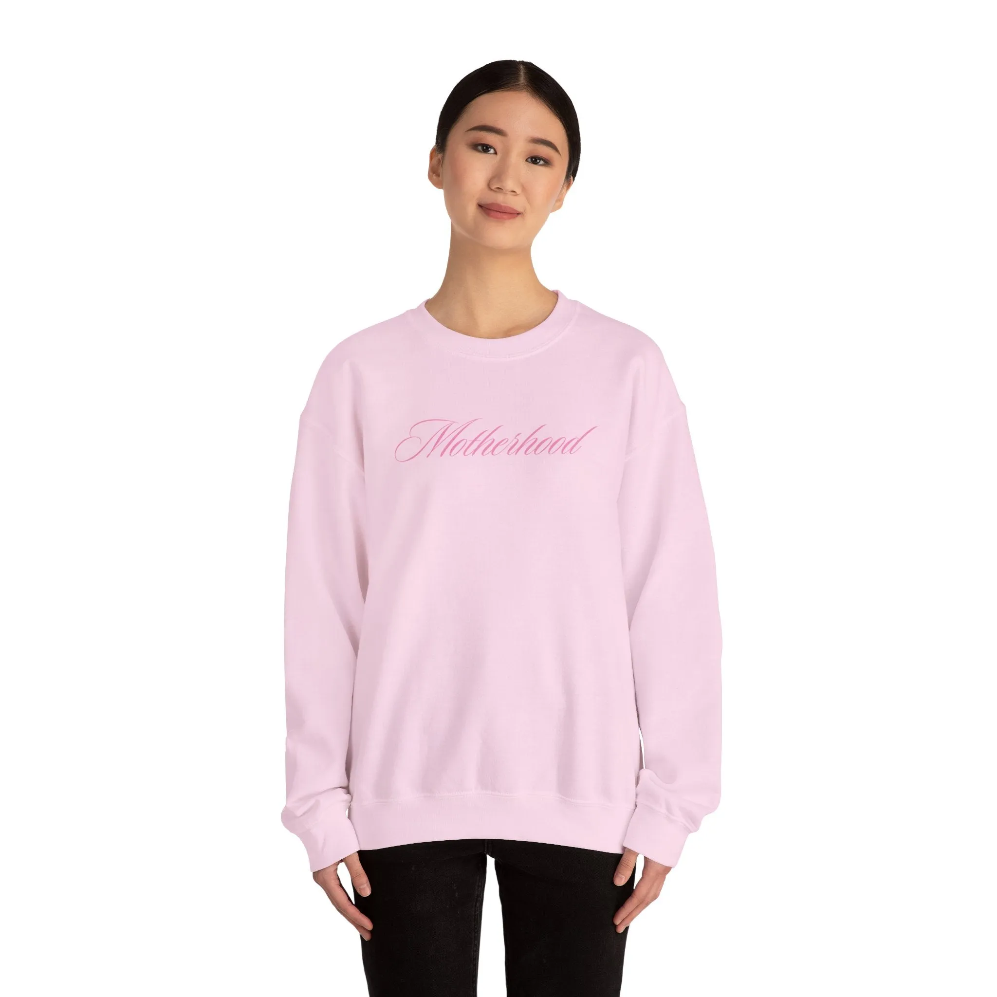 MOTHERHOOD Pink on Pink Oversized Pullover Crewneck Sweatshirt, Girl Mom, Mama, Mother's Day Gift, Baby Shower Gifts, For Mom