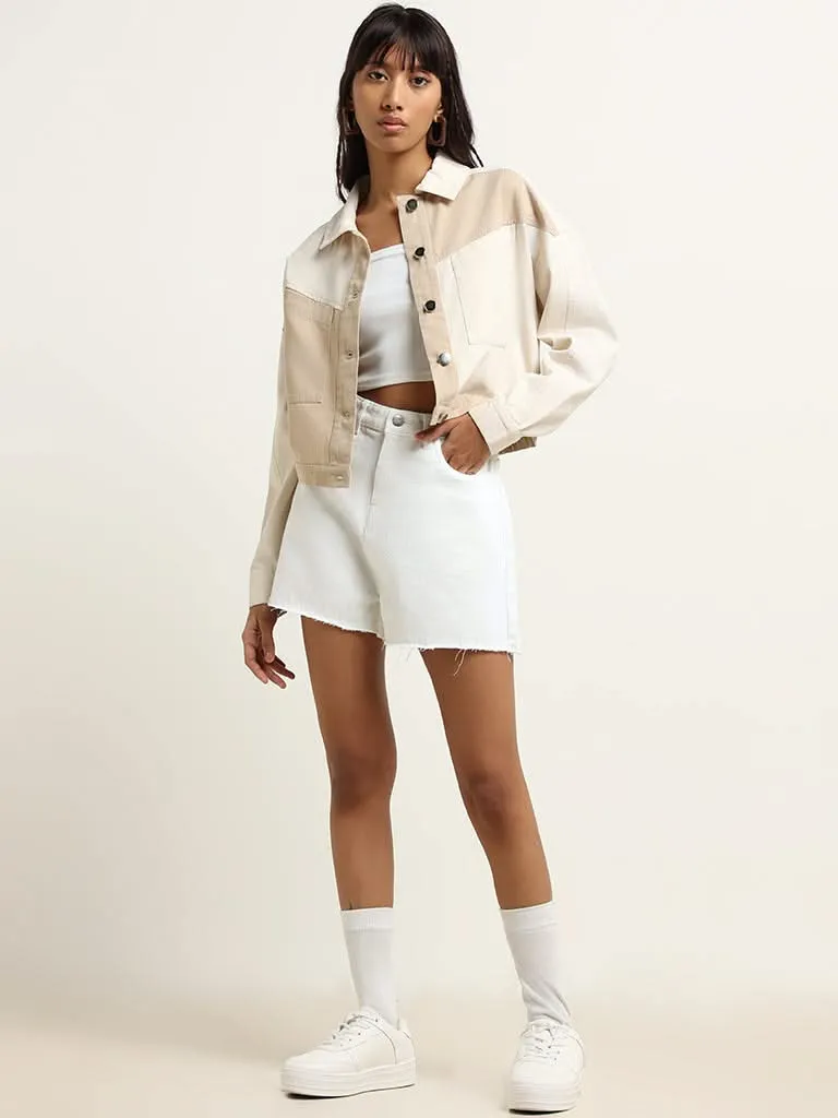 Nuon Beige Colour-Block Cotton Jacket