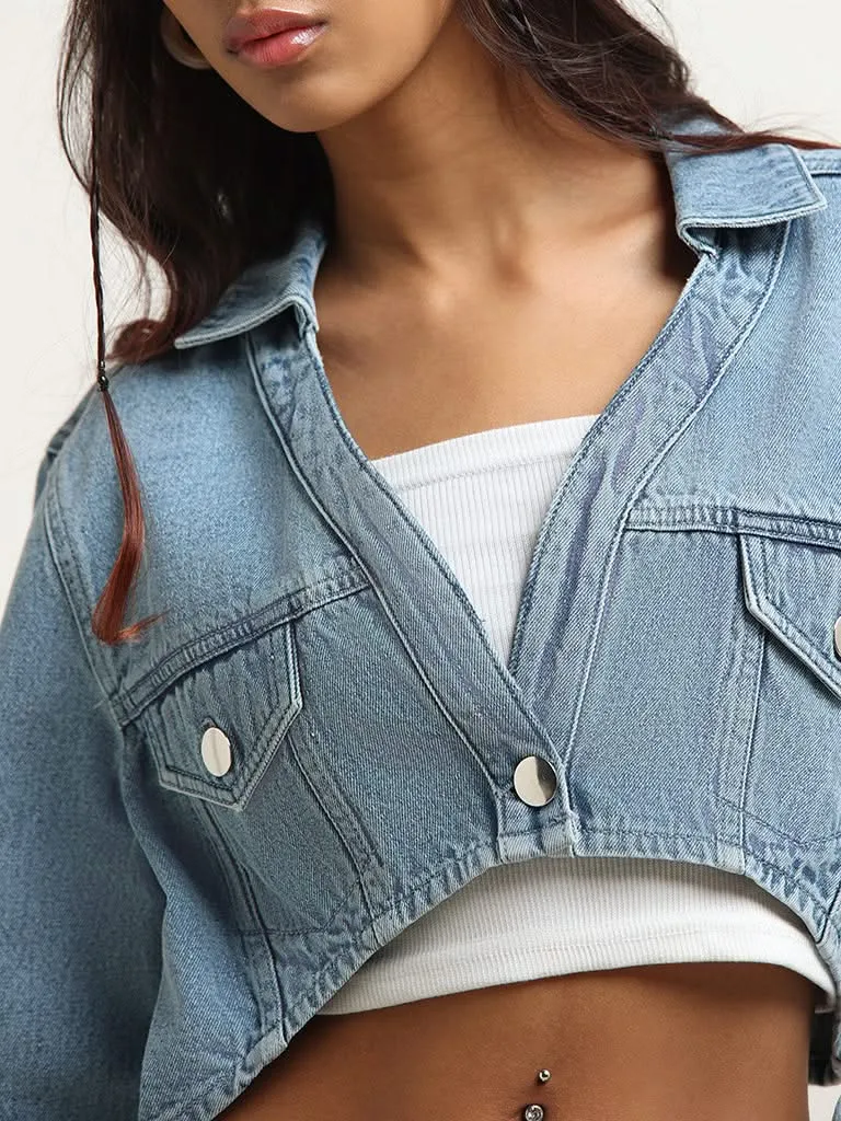 Nuon Blue Denim Cropped Jacket