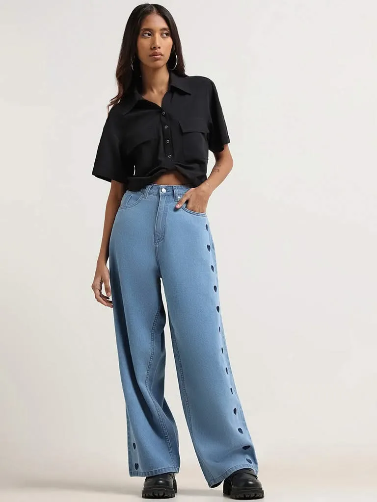 Nuon Blue Relaxed - Fit High - Rise Jeans