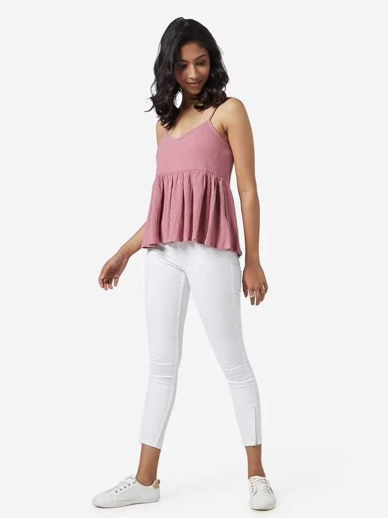 Nuon Pink Self-Textured Jake Top