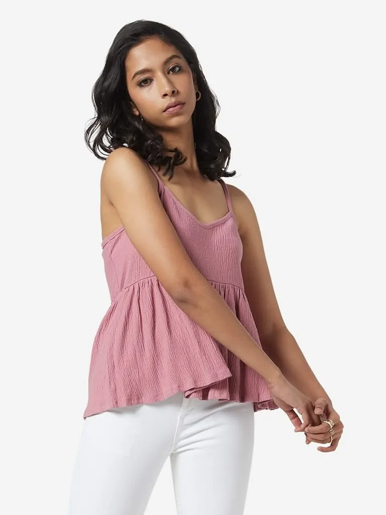 Nuon Pink Self-Textured Jake Top