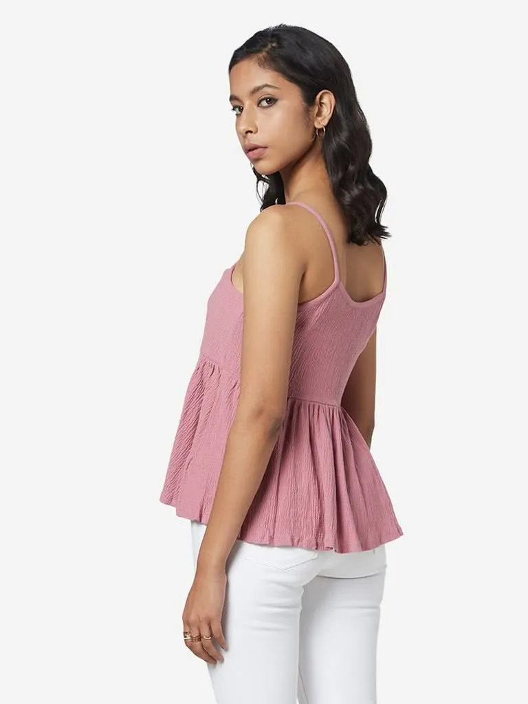 Nuon Pink Self-Textured Jake Top