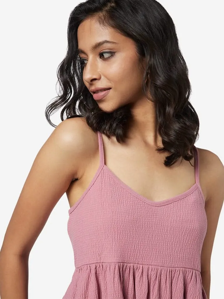 Nuon Pink Self-Textured Jake Top