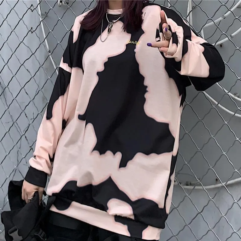 Pastel Tie Dye Pattern E Girl Oversized Sweatshirt