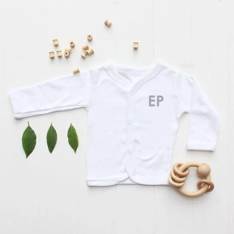 Personalised Baby Initials White Newborn Cardigan