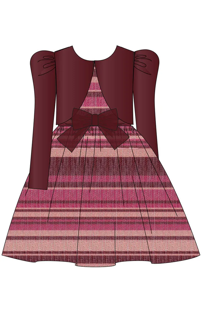 Pink and Burgundy Striped Dress for Girls | Dazzling and Sophisticated for Any Special Occasion