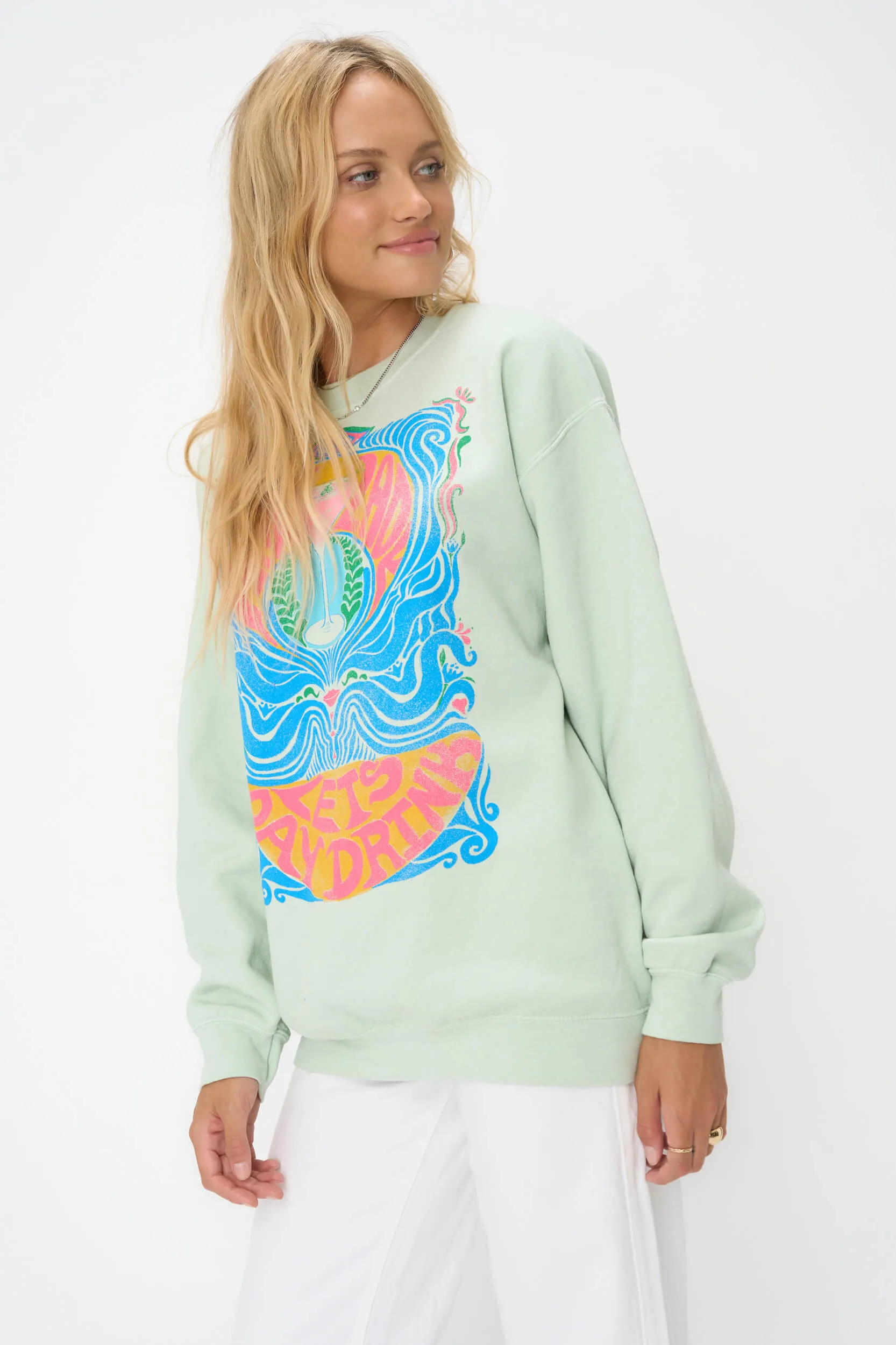 Pink Lady Oversized Sweatshirt - Mint Matcha