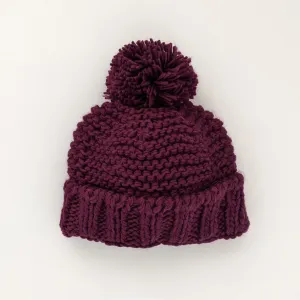 Plum Garter Stitch Beanie Hat