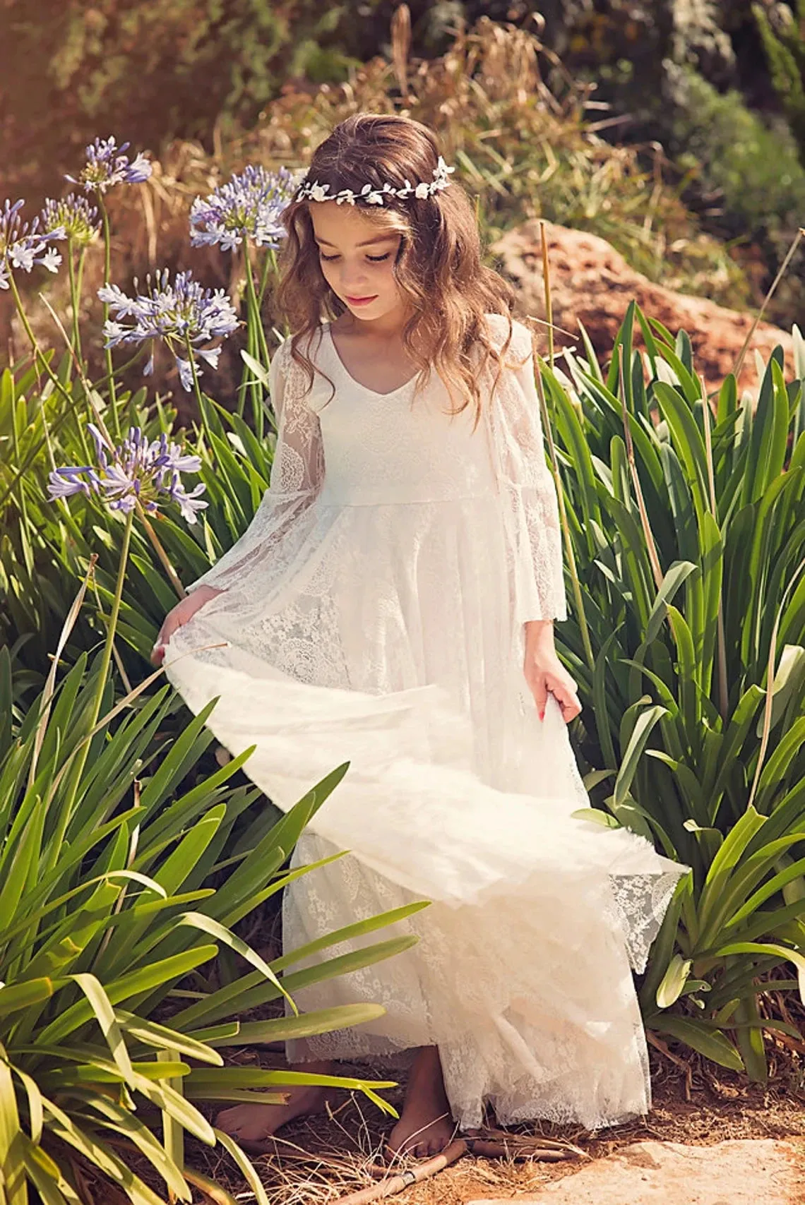 Princess Boho Flower Girl Dress First Communion Dress