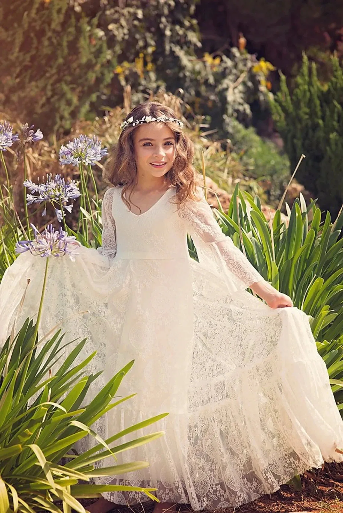 Princess Boho Flower Girl Dress First Communion Dress