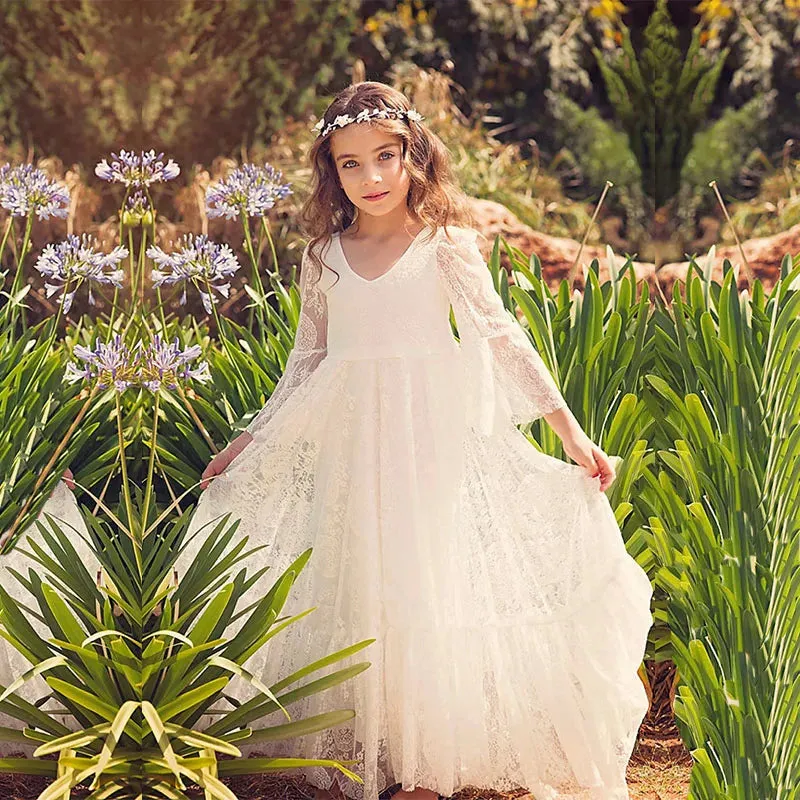 Princess Boho Flower Girl Dress First Communion Dress