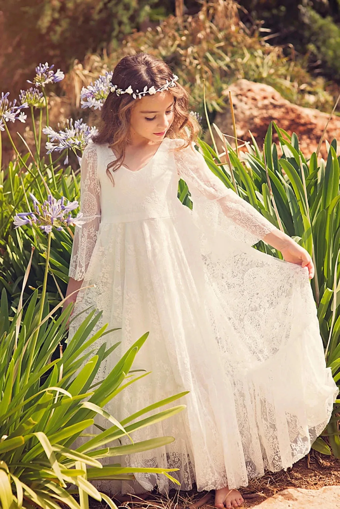 Princess Boho Flower Girl Dress First Communion Dress