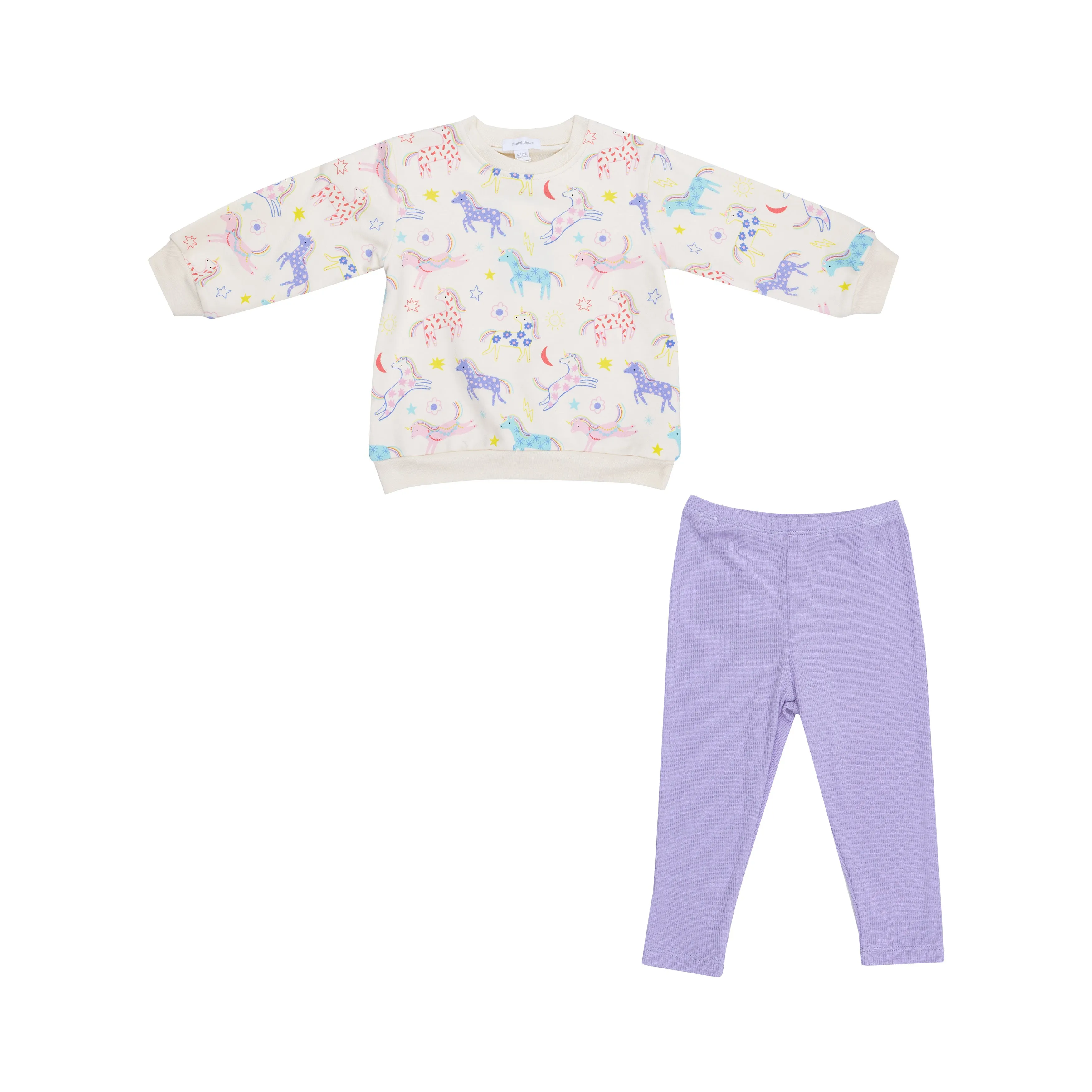 Puffy Oversized Sweatshirt And Rib Legging - Fun Unicorns