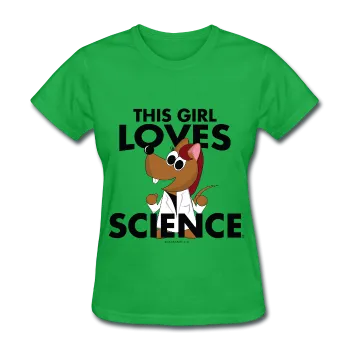 "This Girl Loves Science" (red) - Women's T-Shirt