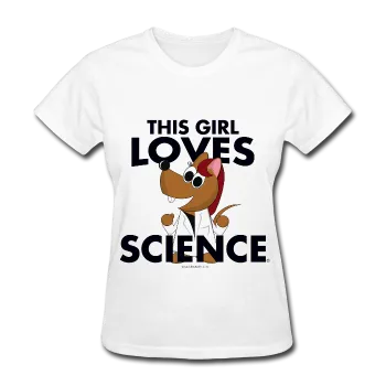 "This Girl Loves Science" (red) - Women's T-Shirt