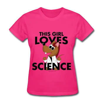 "This Girl Loves Science" (red) - Women's T-Shirt