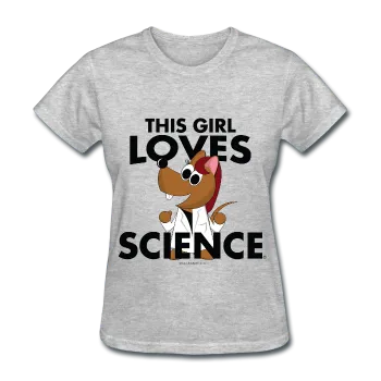 "This Girl Loves Science" (red) - Women's T-Shirt