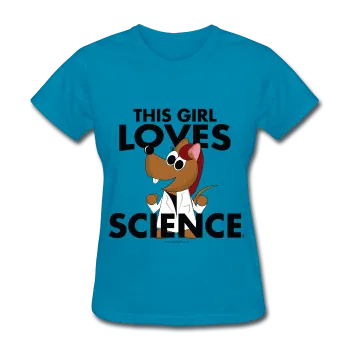 "This Girl Loves Science" (red) - Women's T-Shirt