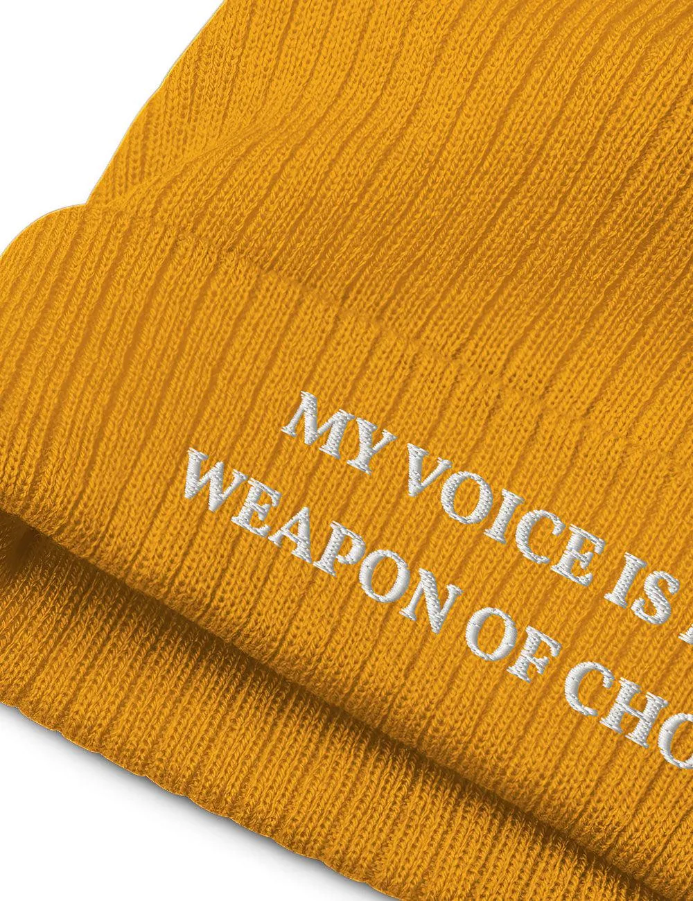 "Weapon of Choice" Ribbed Knit Embroidered Beanie