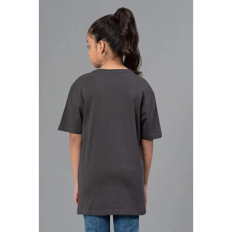 RedTape Unisex Kids T-Shirt- Best in Comfort| Cotton| Space Grey Colour| Round Neck| Regular Look