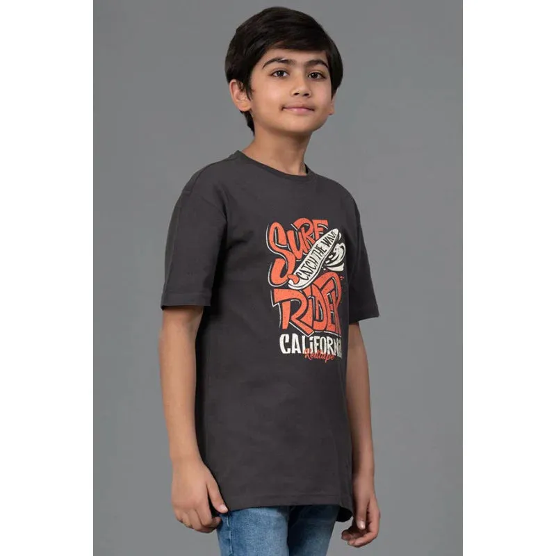 RedTape Unisex Kids T-Shirt- Best in Comfort| Cotton| Space Grey Colour| Round Neck| Regular Look