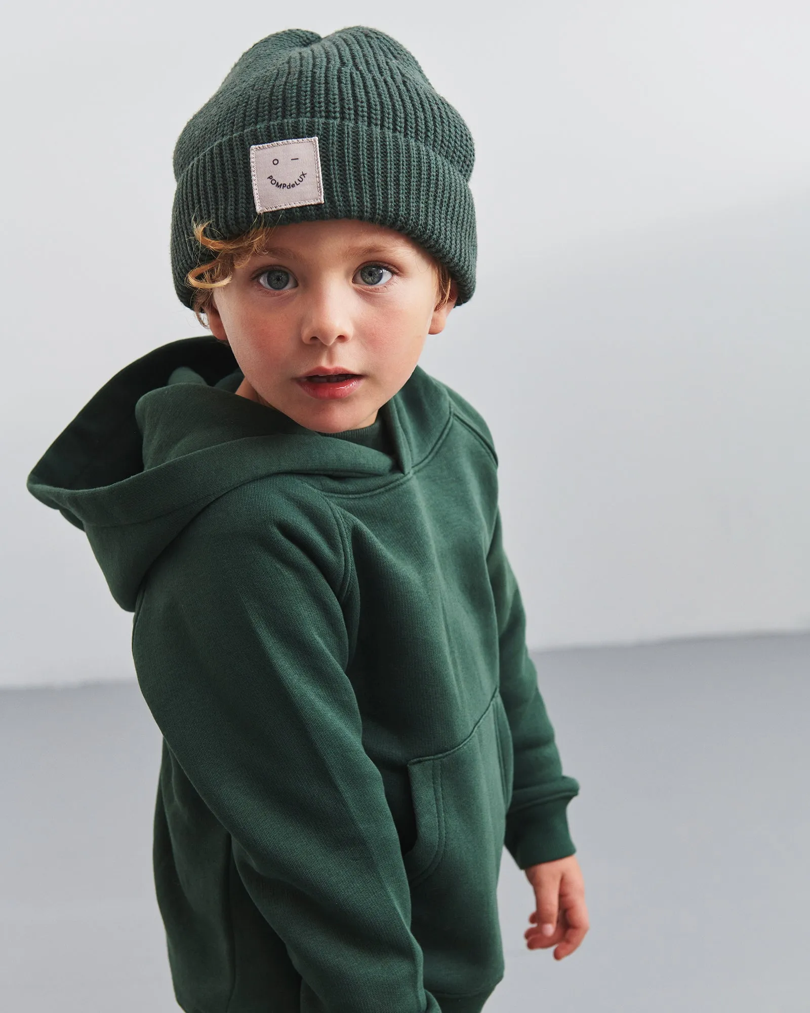 Ribbed Knit Beanie - Kids - Dark Green