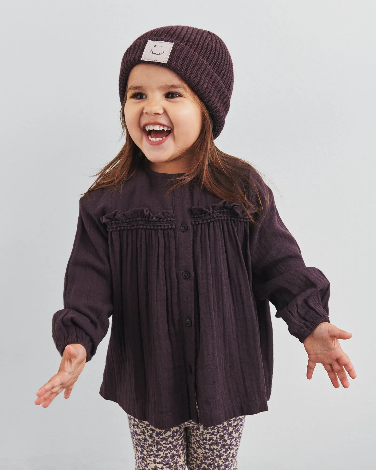 Ribbed Knit Beanie - Little - Dark Purple