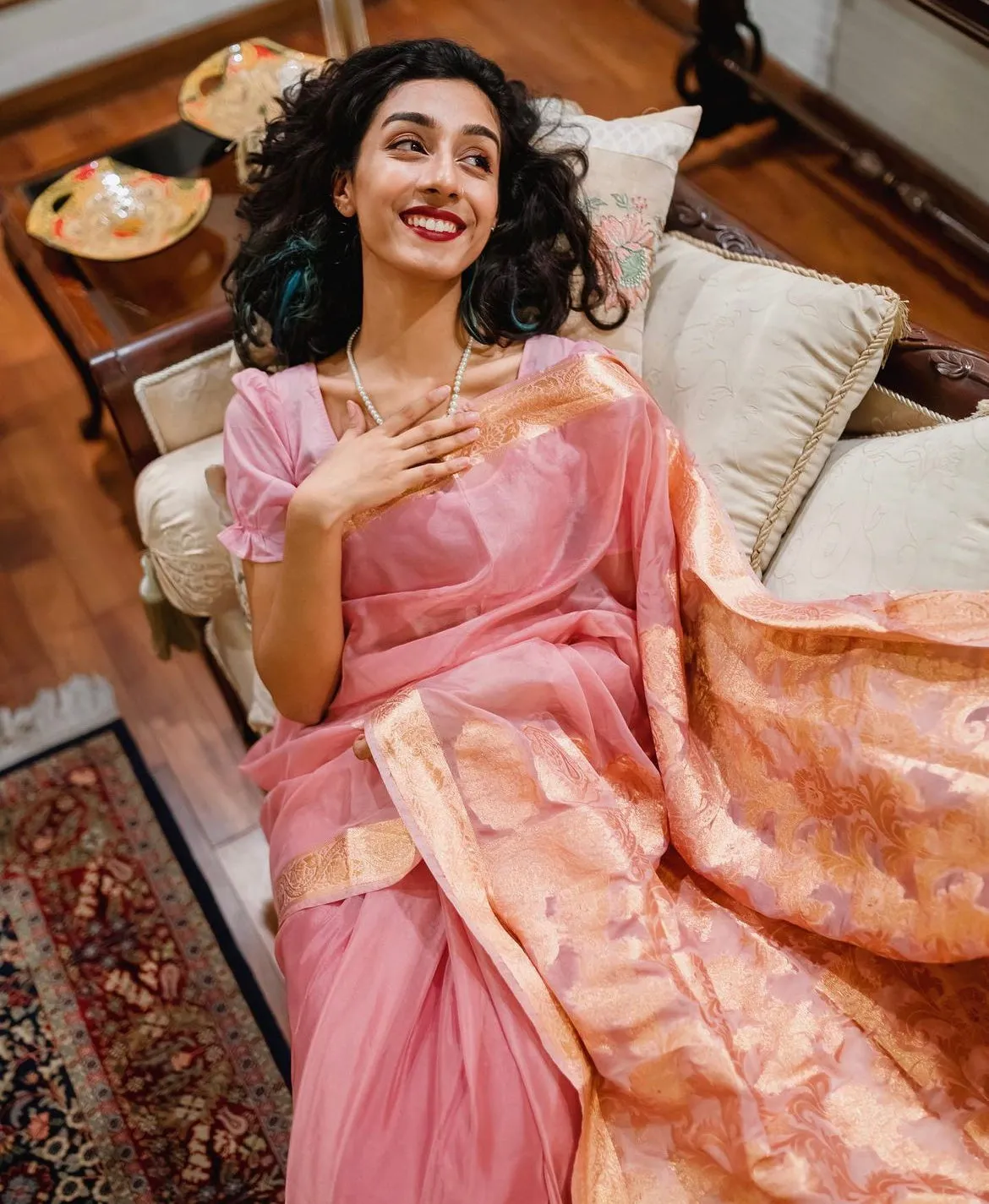 Sample Sale: Chiffon Silk Banarsi - Soft Petals