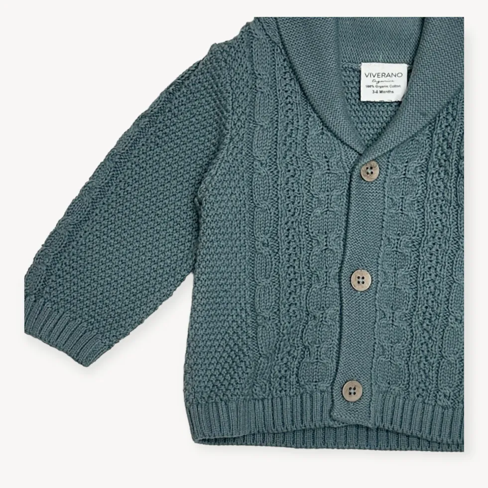 Shawl Collar Cable Knit Baby Cardigan Sweater